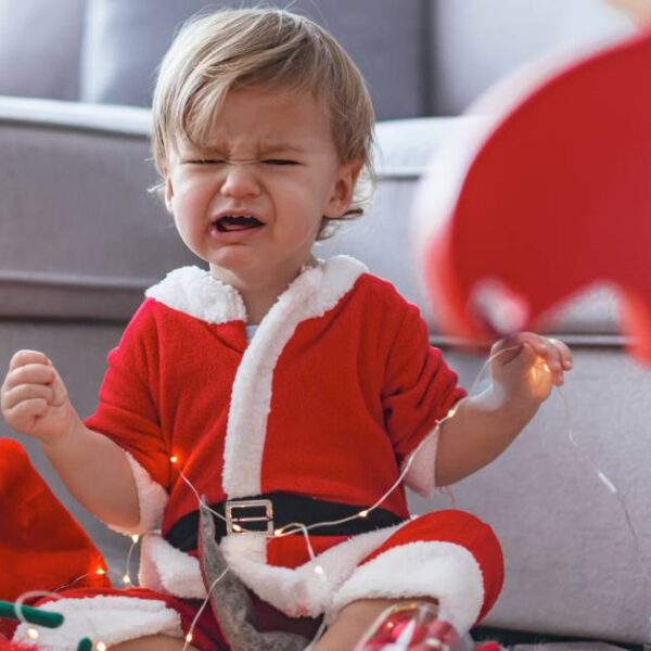 Crying,Santa,Baby,Boy.,Cute,Baby,Boy,Weared,Christmas,Clothes